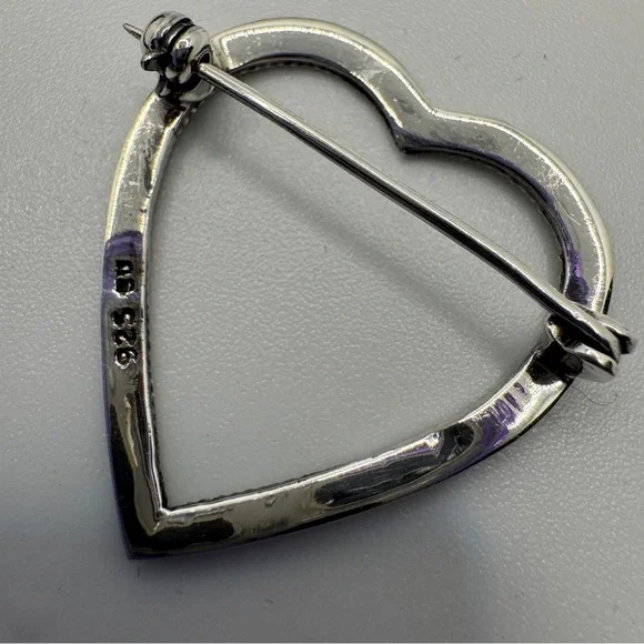 Vintage Sterling Silver Brooch Pin .925 Marcasite - Picture 4 of 7